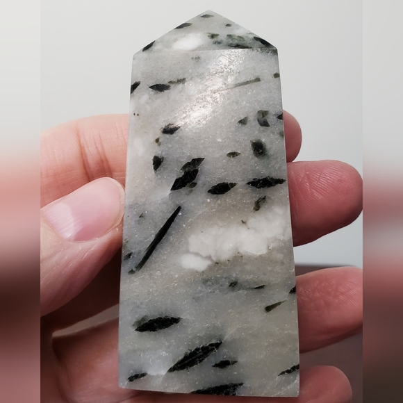 Green Tourmaline Crystal Tower in Quartz Matrix - Picture 10 of 11